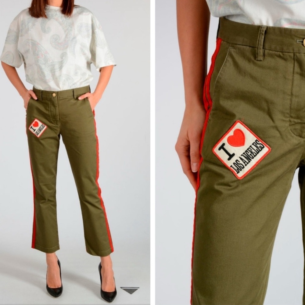 History Repeats I ❤️ Los Angeles Patchwork Military Style  Cropped Pants Size 48